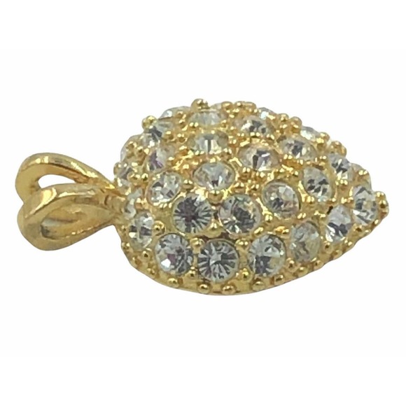 Roman Gold Tone Crystal Rhinestone Heart Pendant - Picture 3 of 10